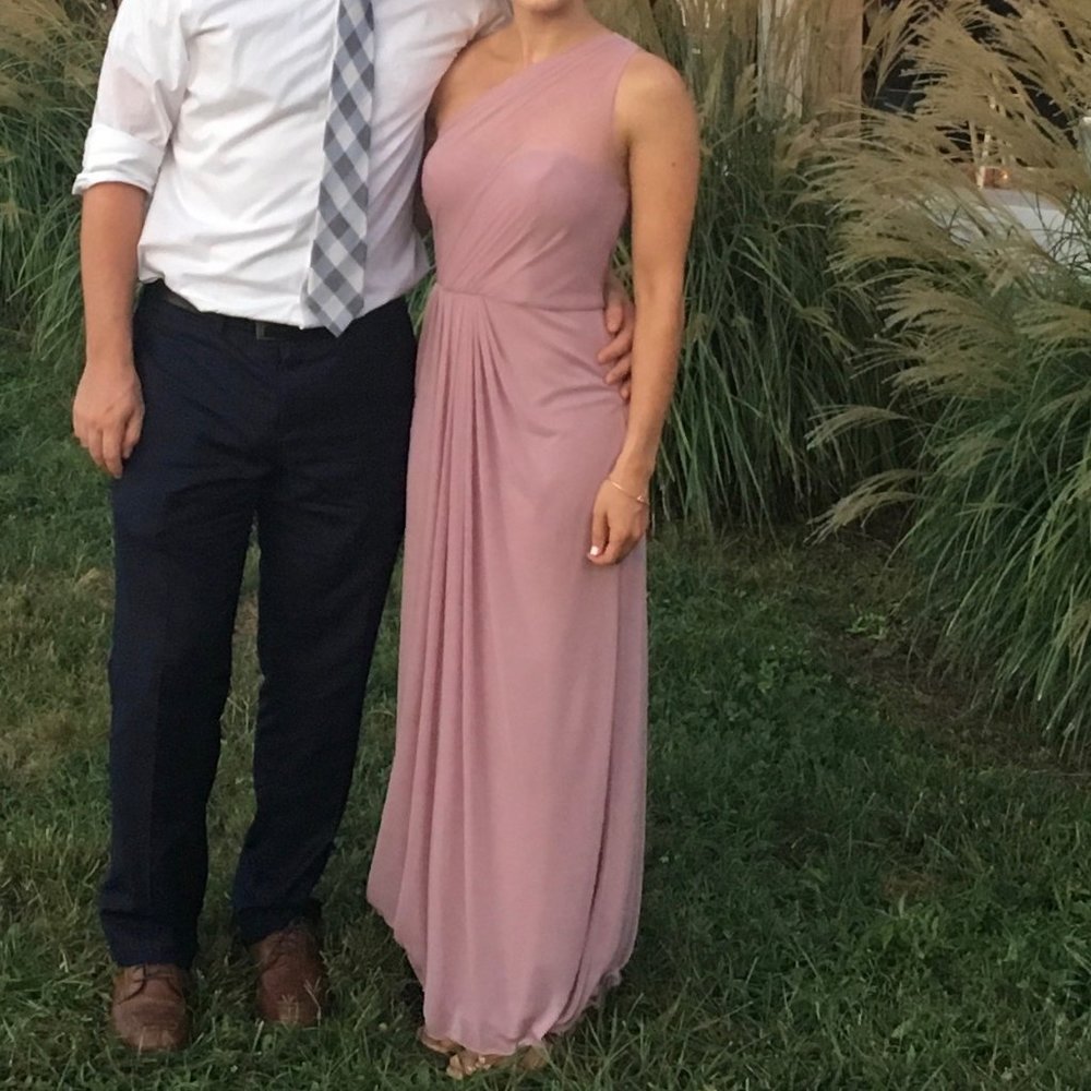 One Shoulder David's Bridal Dress in Quartz